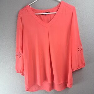 Style &‎ Co Coral Blouse Cutout Sleeve V-Neck Casual Top Women's Size M